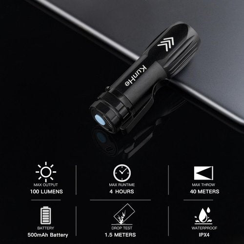 KunHe 5 Pack Small Rechargeable Flashlight Mini LED Flashlight Bright Clip-On Light EDC Flash Light with Side COB Light for Camping Home Emergency