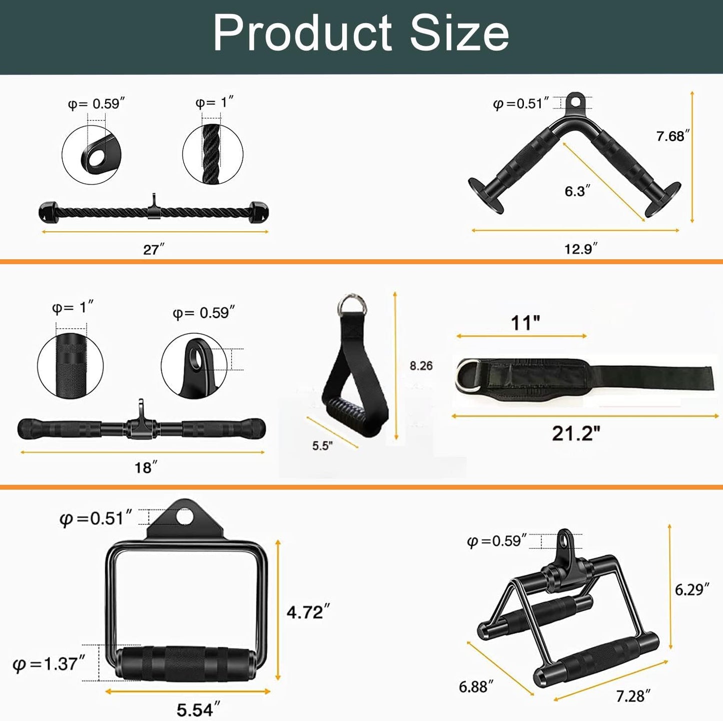 Solid Cable Machine Attachment - Versatile Gym Cable Attachments for Strength Training