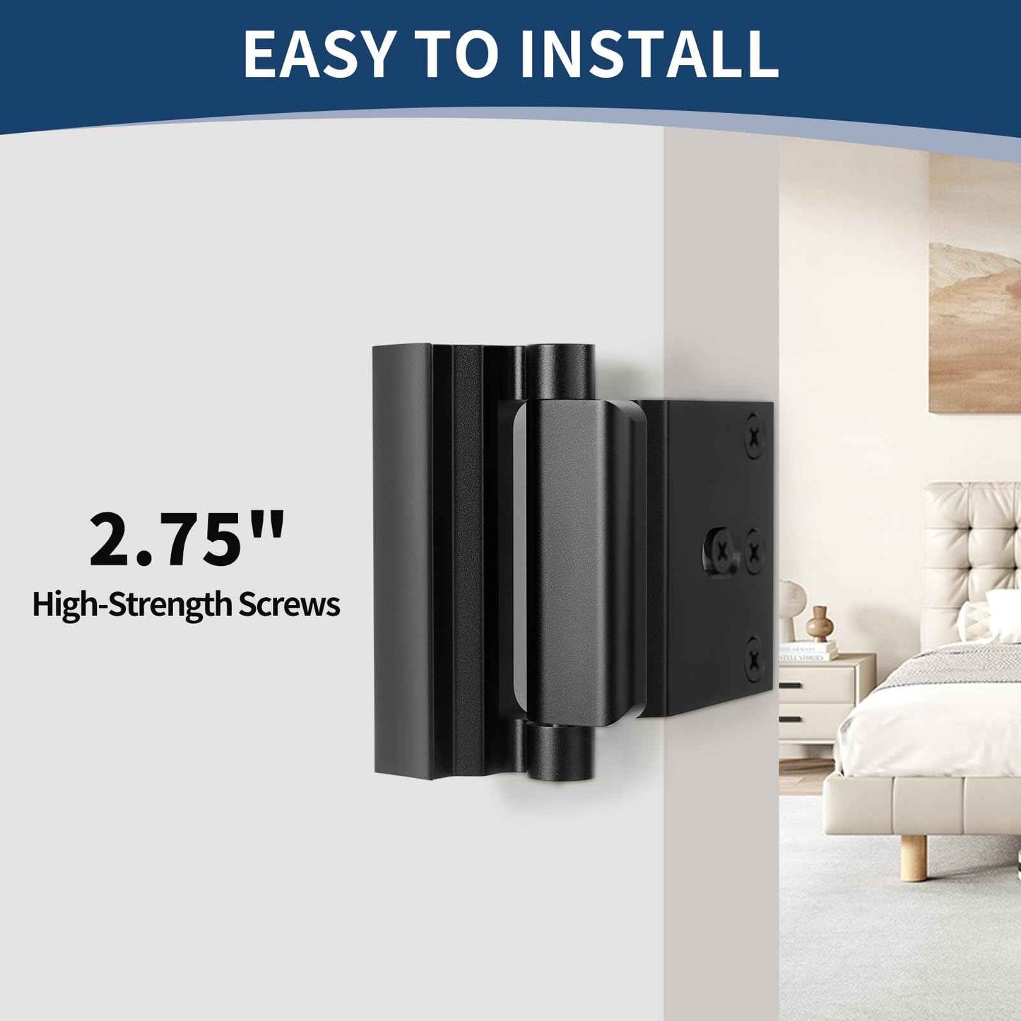 Lvyesea 3Pcs Door Reinforcement Lock, Door Locks for Kids Safety, Door Safety Locks from Inside, Withstand 800lbs Force-Enhance Home Security(Black)