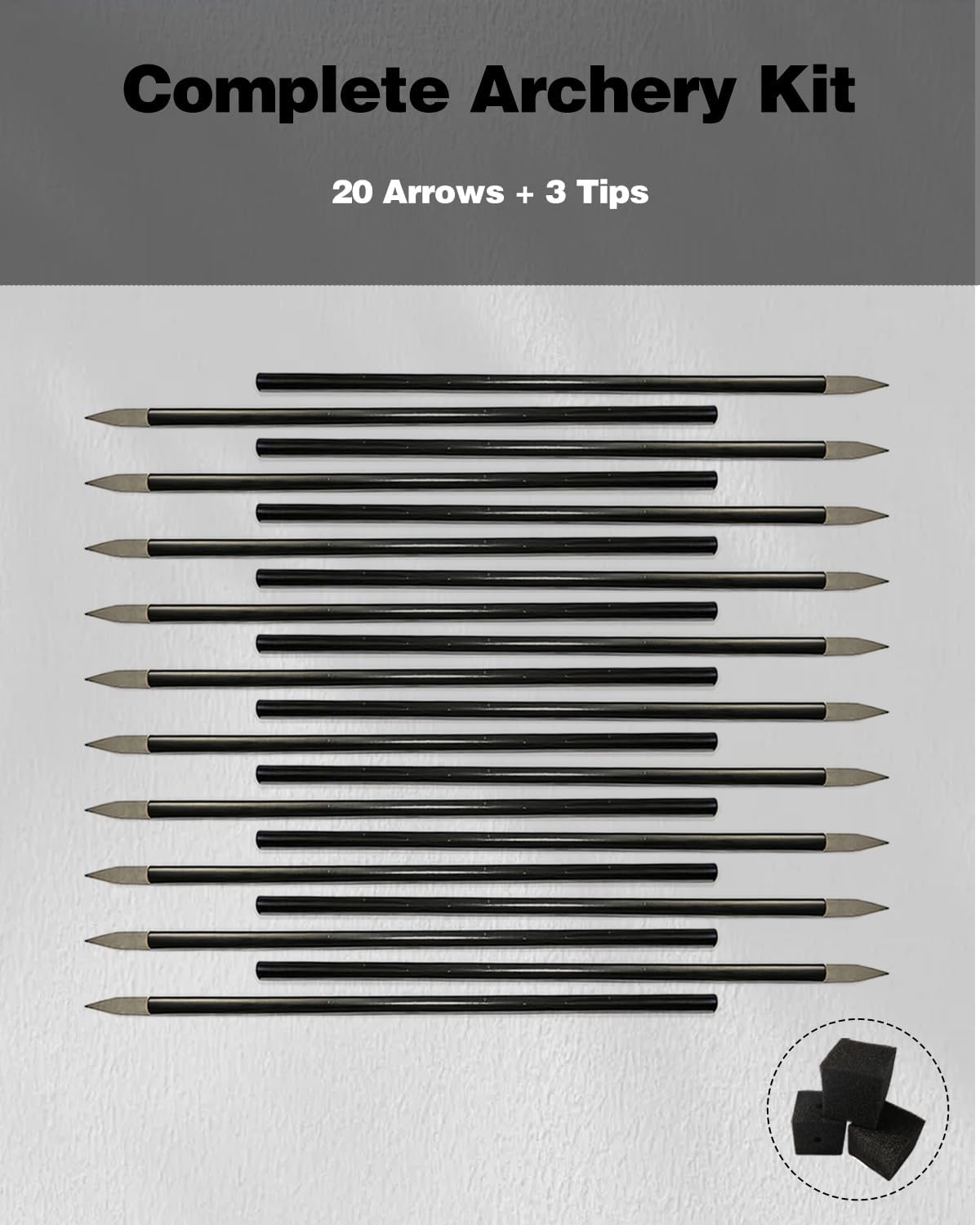 NOVASPARK Mini Bow Arrows - 20pcs 8.3-Inch with Upgraded Nock Groove & Metal Tips | Soft Foam Tips Included