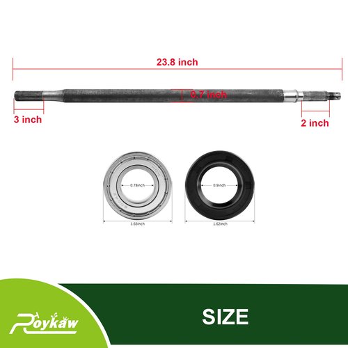 Roykaw EZGO TXT Rear Axle Shaft with Bearing Seal Kit for 1994-up Electric TXT, Medalist Golf Cart Models, Replaces OEM # 20377-G11, Driver Side, 23-7/8" Length