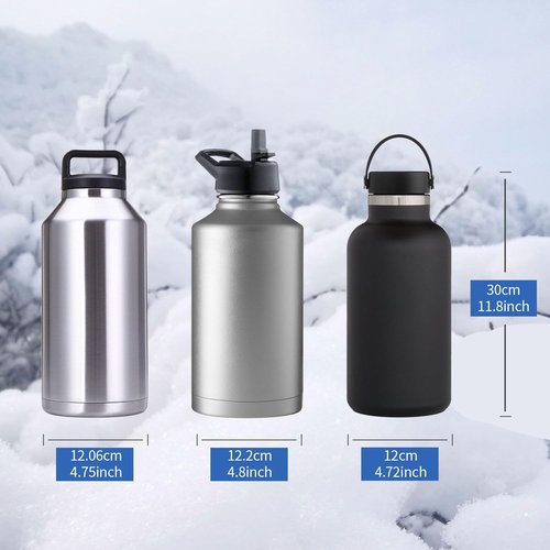 AJLTPA Half Gallon Jugs Water Bottle Holder with Strap and 2 Pockets, Water Bottle Sleeve Carrier For Half Gallon Jugs 64oz Flask (Blue Cheetah)