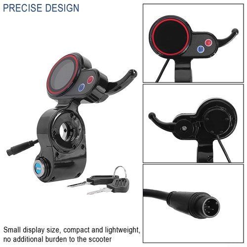 Electric Scooter LCD Display Meter - 22.2mm LH-100 Thumb Throttle with Waterproof 5P Connector for 24V, 36V, 48V, 60V E-Bikes - Enhance Performance for Hitway H5 Scooters