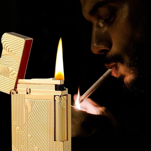 Laicengo Sanji Lighter, Vintage Trench Lighter, Butane Refillable Lighters, Copper Gas Lighters for Men Dad Husband (Fuel Not Included)