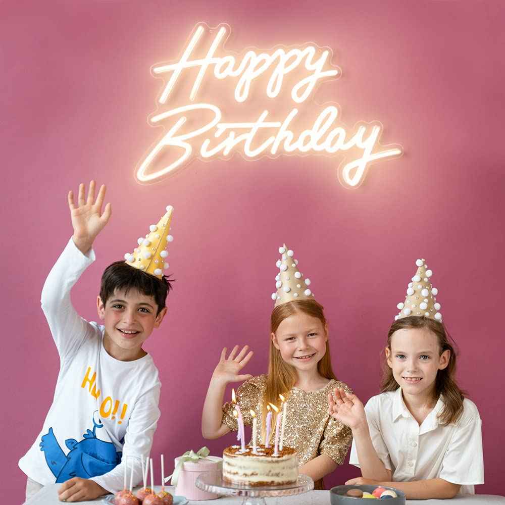 Happy Birthday Neon Sign, 22.4"x13.8" Happy Birthday Sign for Birthday Party Decor, Happy Birthday Light Up Led Signs for Backdrop, Neon Birthday Sign for Any Ages Bday Celebration, Warm White DIVATLA