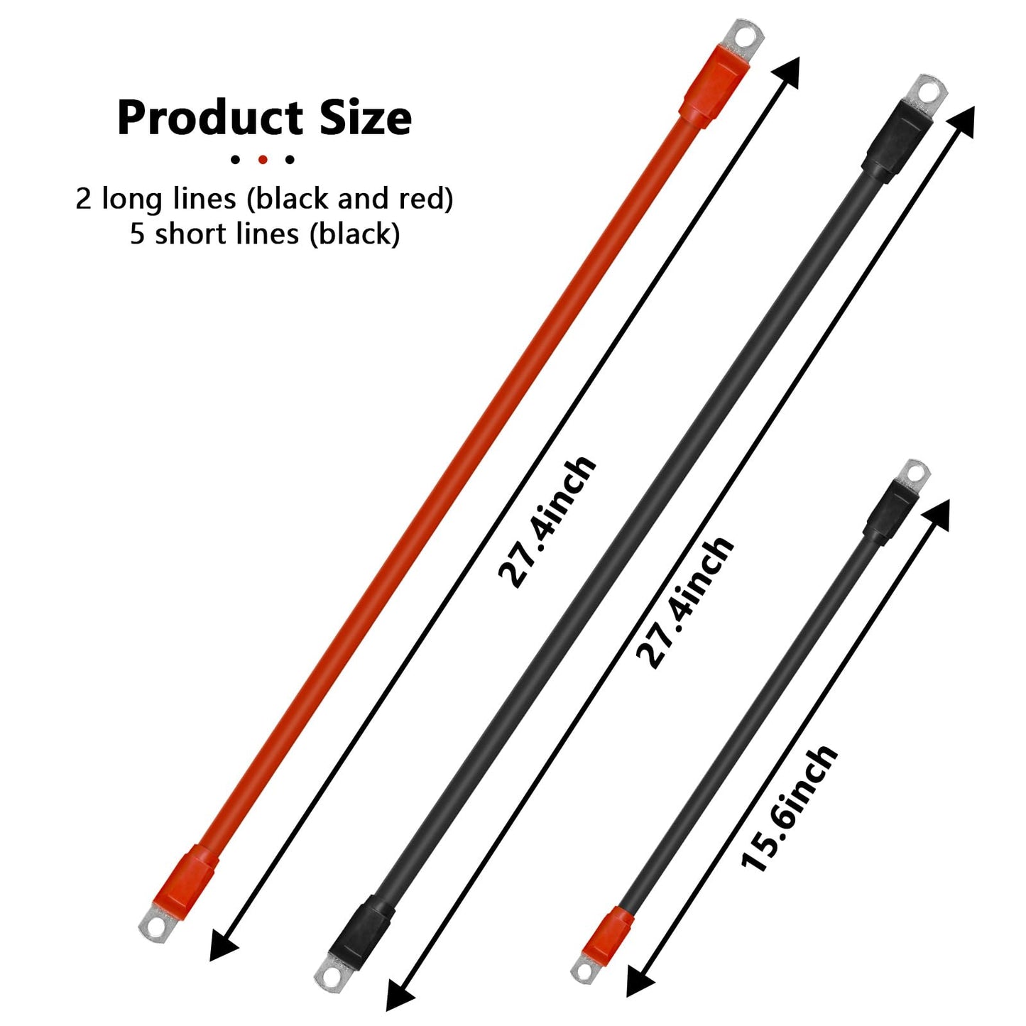 superbobi 7PCS Golf Cart Battery Cables Set Fit for Club Car DS 1994-up 2 Awg 36/48 Volt, 4 Gauge Golf Cart Battery Cables Wiring Kit