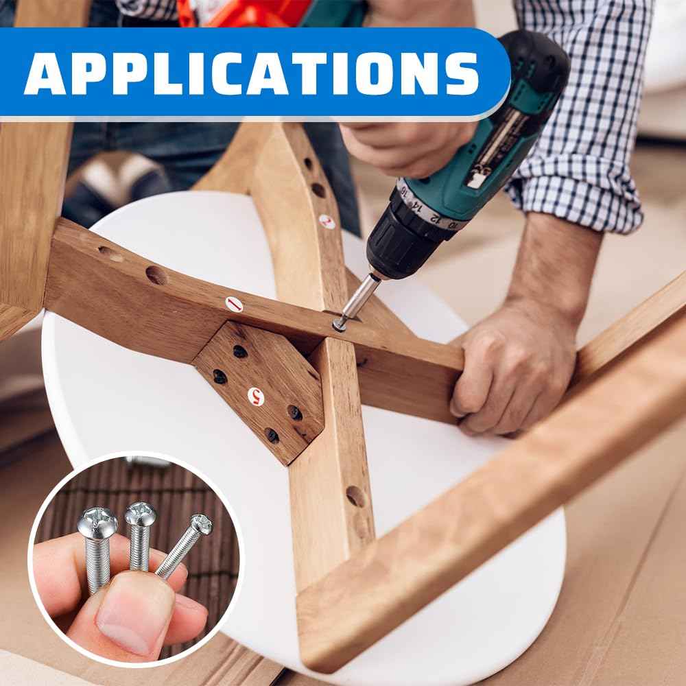 351Pcs Nuts and Bolts Assortment Kits 304 Stainless Steel Machine Screw，SAE 8 Szie #10-24#8-32#6-32 Assorted Nuts Washers Set and Phillips Pan Head Bolt