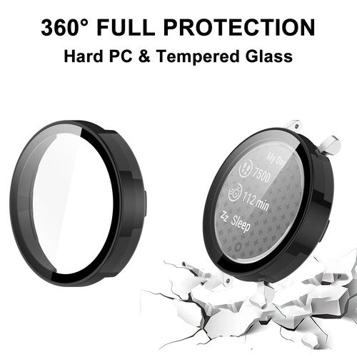 HXFRTYU 8 Pack Case for Garmin Lily 2 / Lily 2 Classic Screen Protector, Hard PC Bumper Overall Protective Tempered Glass Cover Accessories for Garmin Lily 2 / Lily 2 Classic