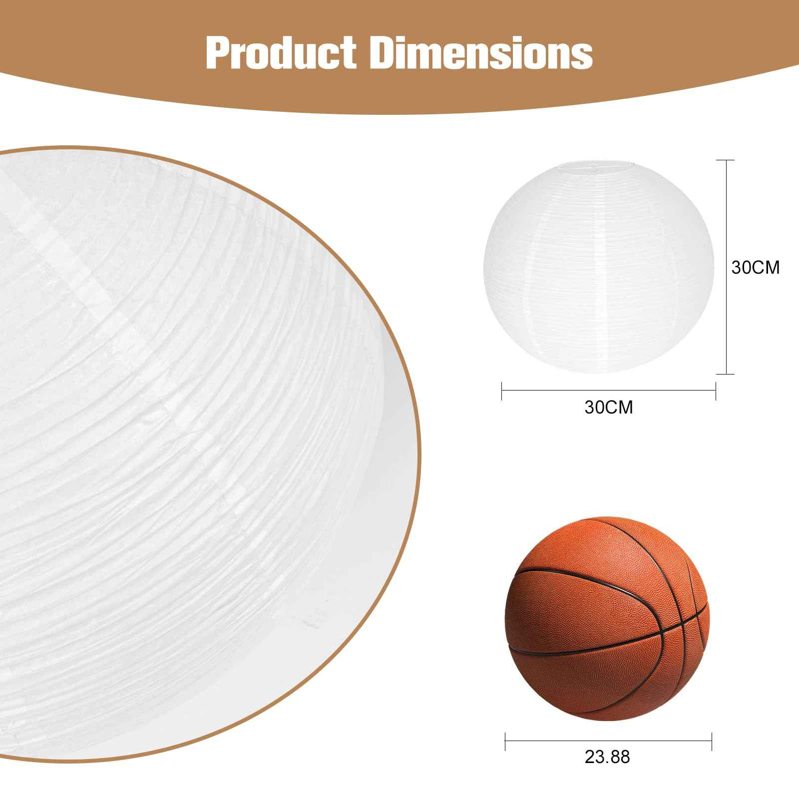 White Paper Lamp Shades set of 2, 12''x12'' Small Chinses Paper Lantern Pendant Light Shades,Round Lanpshades Home Decor Ceiling Lampshade, Foldable Lampshade