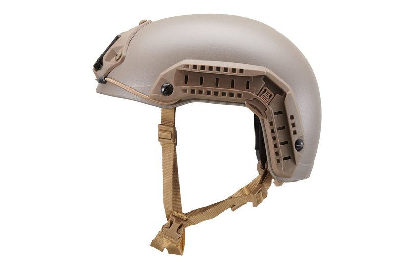 Lancer Tactical Large - X-Large Industrial ABS Plastic Constructed Maritime Helmet Adjustable Crown with 20mm Side Rail Adapter Velcro Padding NVG Shroud Bungee Retention (Dark Earth)