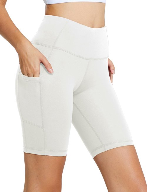 Baleaf Women's High Waist Biker Shorts - Comfortable Spandex with Pockets | 8"/5"/3" Sizes Available