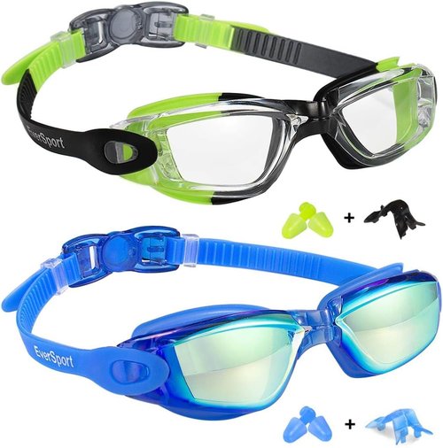 EverSport Kids Swim Goggles - Anti-Fog & Anti-UV Protection | Pack of 2 for Ages 4-16