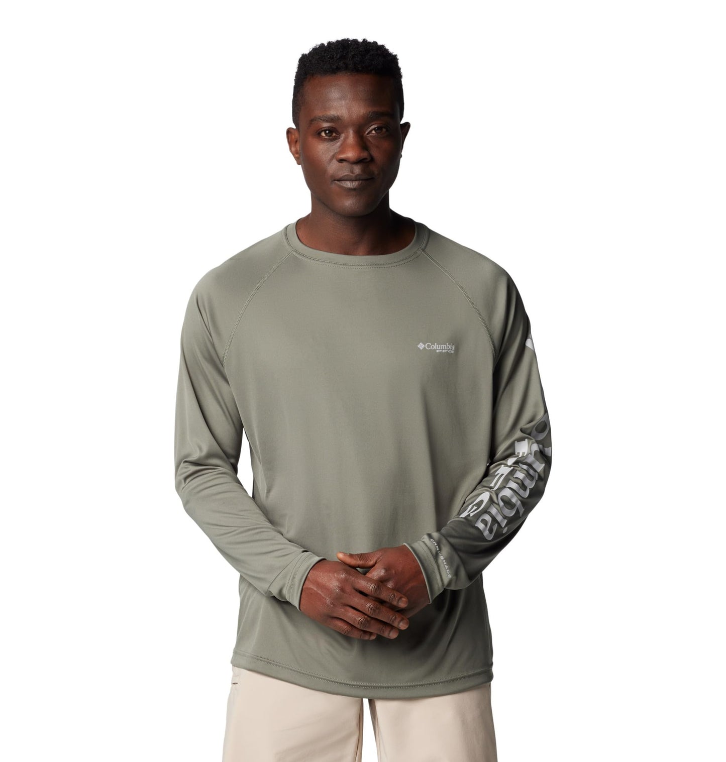 Columbia Men's PFG Terminal Tackle Long Sleeve Fishing Shirt, Cypress/Cool Grey Logo, X-Small