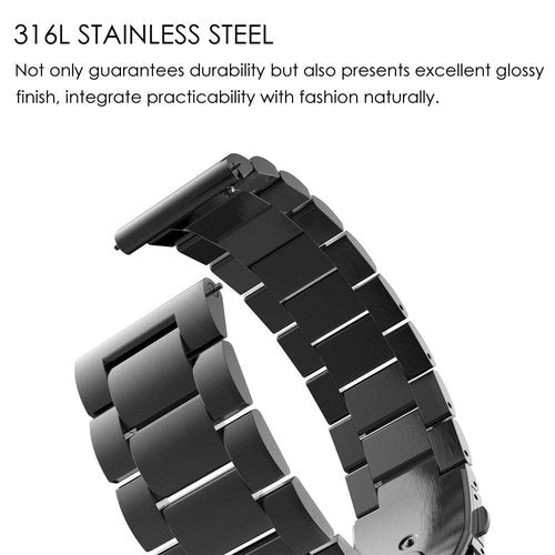 Fintie Metal Band Compatible with Garmin Vivoactive 4 45mm, Garmin Venu 3, Venu 2 45mm, Forerunner 255 46mm, 22mm Quick Release Stainless Steel Metal Strap Accessories, Black