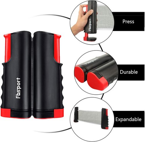 FBSPORT Ping Pong Paddle Set - Portable Table Tennis Set with Retractable Net, Rackets, Balls & Carry Bag