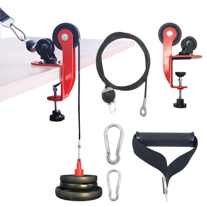 Arm Wrestling Training Pulley System Professional, Forearm Workout Table Equipment, Wrist Exerciser Cable Machine with Rope Handle