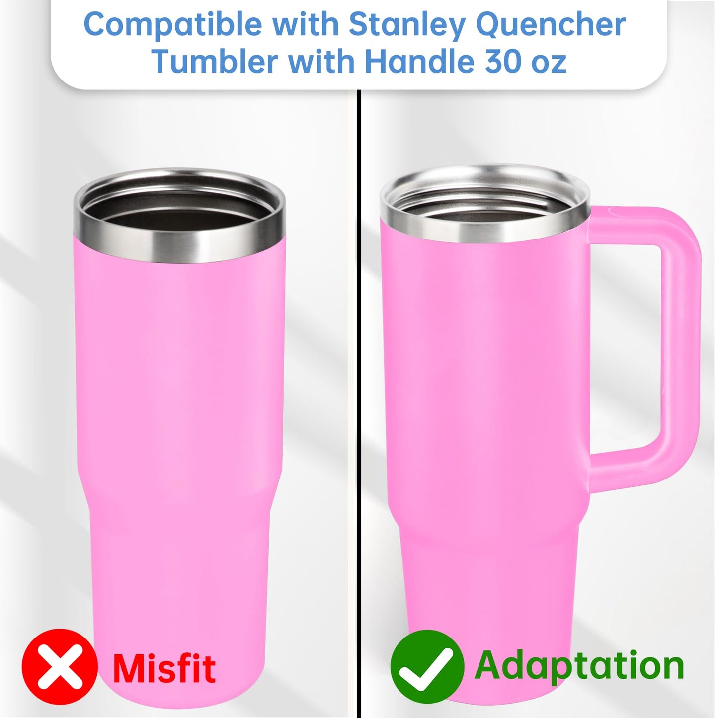30 oz Replacement Lid for Stanley Quencher Tumbler with Handle, 2 PCS Spill Proof Lid Accessories Fit, Leak-Proof Splash Resistant Replaceble Cover Cap for Stanley, (Pink)