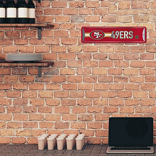 San Francisco 49ers Desk Pad & Metal Street Sign Set - 35.4"x15.7", 4"x15"