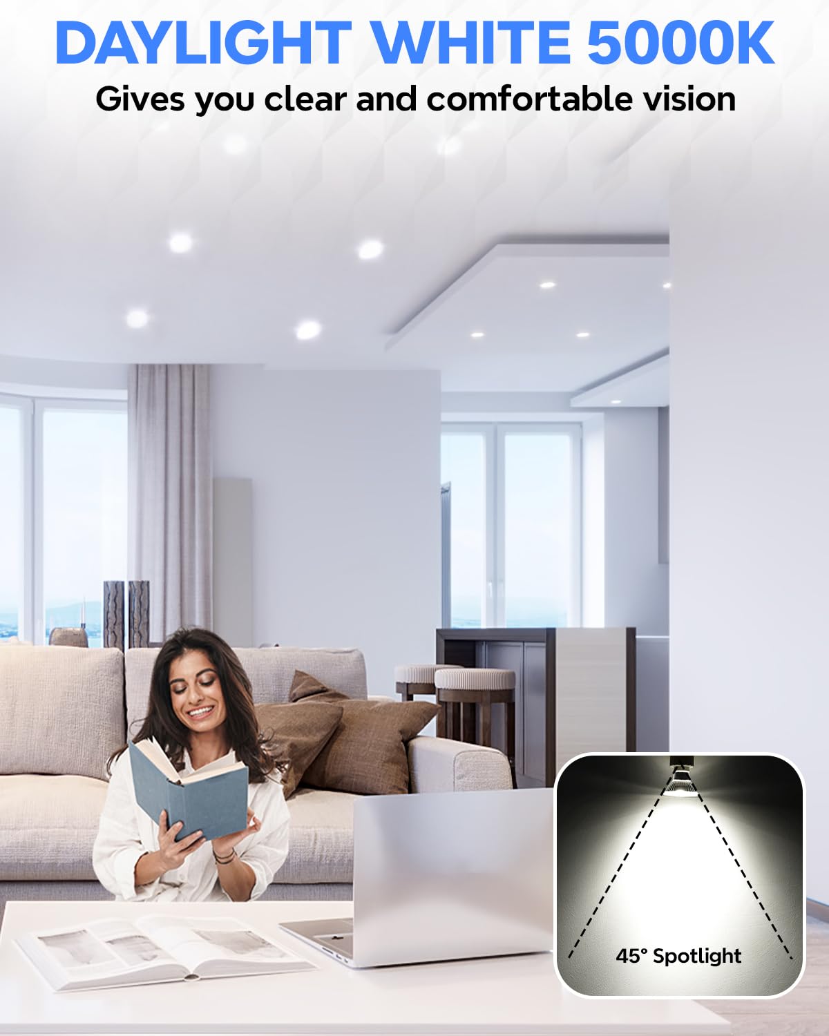 TobeBright GU10 LED Range Hood Light Bulbs 6W,5000K Daylight White Kitchen Light 50W Halogen Bulb Replacement,Dimmable GU10 Appliance Bulb for Recessed Track Lighting,Ceiling Light,Range Hood-2Pack