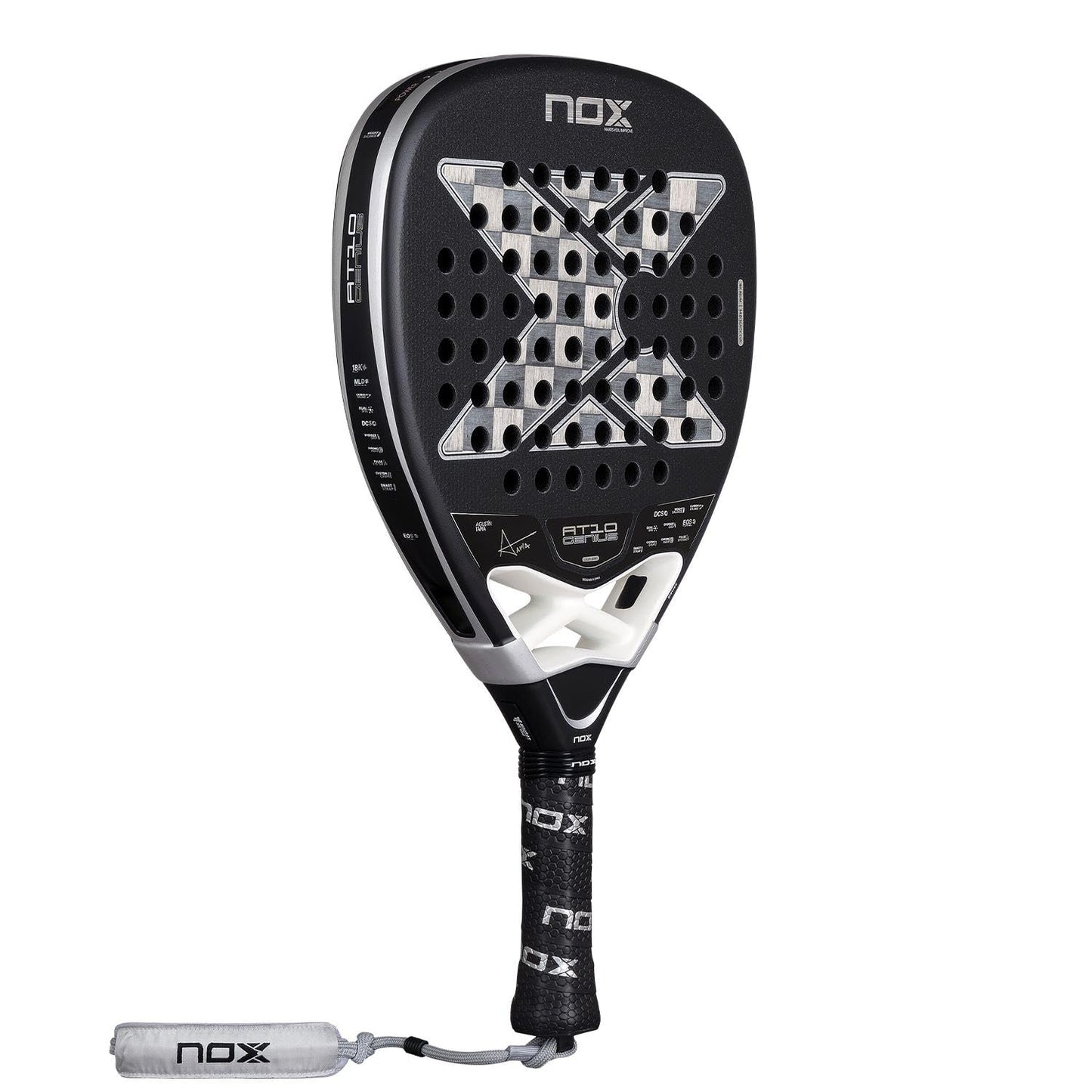 Padel Racket AT10 Genius Attack 18K by Agustin Tapia 2025 | Luxury Diamond Shape Pala Padel | Exclusive Spin & EOS Flap Technology | Aluminized Carbon w/MLD Black EVA Core | High Power Pala