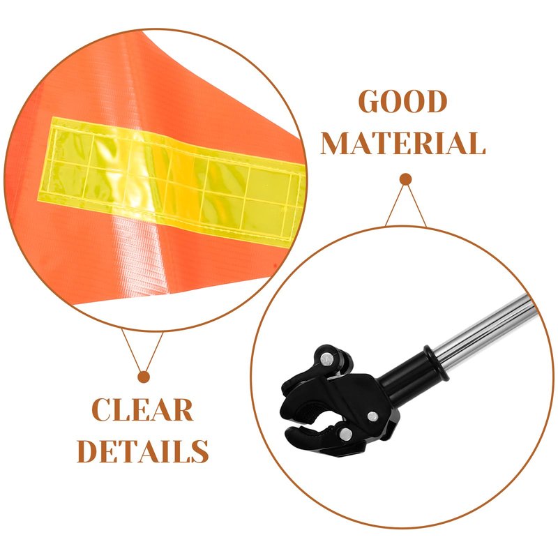 OUNONA Reflective Golf Cart Safety Flag Telescopic Triangle Flag Pole Adjustable for Wheelchair Mobility Scooter High Visibility Safety 20.47X11.81 Inches