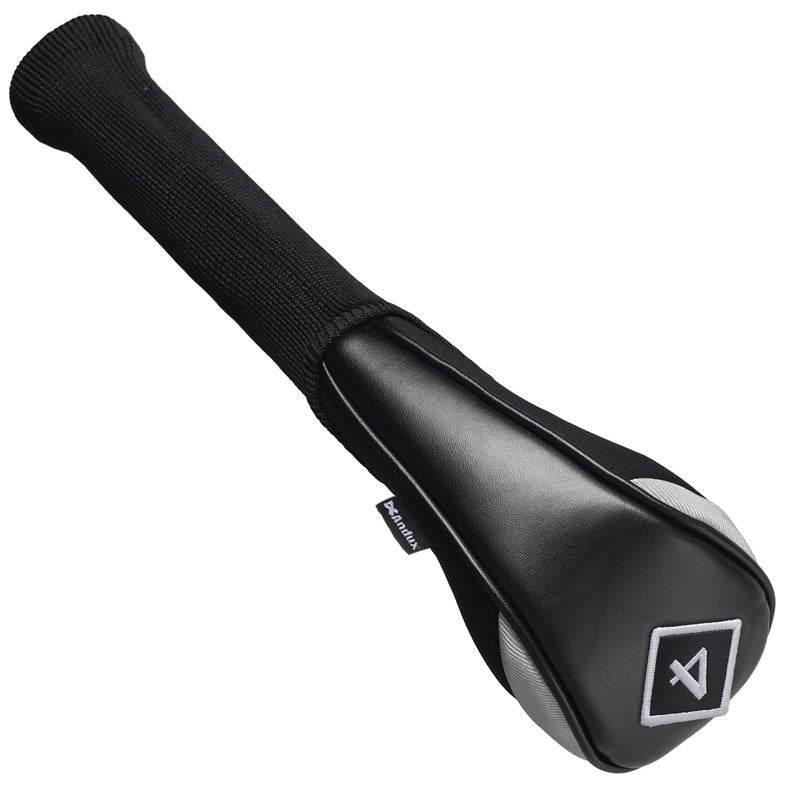Andux PU Golf Hybrid Club Head Covers with Dial No. Tag Long Neck 4pcs/Set CTMT-04 Black