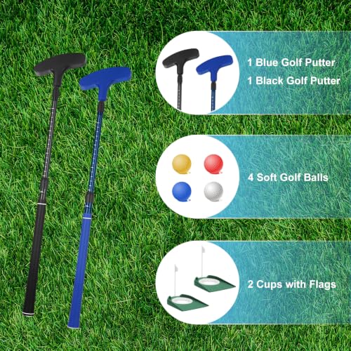 Micnaron Adjustable Left/Right Hand Golf Putter Set with 4 Golf Balls & Flags