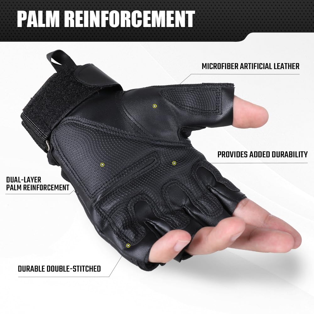 AXBXCX Fingerless Tactical Gloves for Men Women for Airsoft Paintball Cycling Motorcycle Summer Half Finger Gloves Black XL
