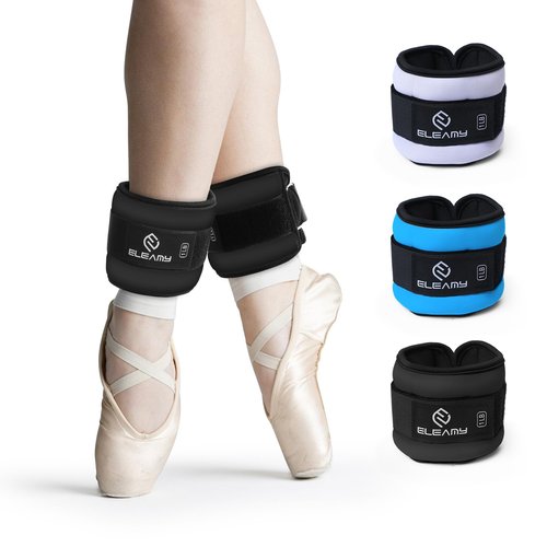 ELEAMY Ankle Weights for Women & Men - 1lb/2lb/3lb Pairs for Walking, Running, Yoga, Fitness - Premium Ice Silk Fabric - Comfortable, Durable & Tear Resistant - Black (2.0lb*2)