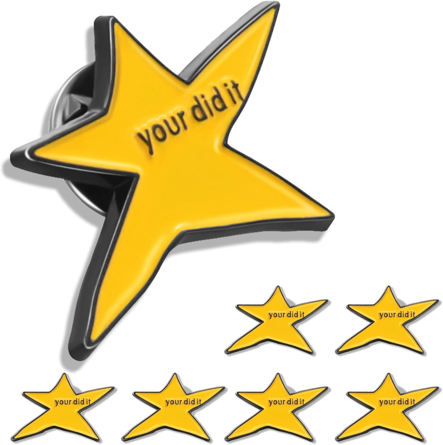 Skiennix Yellow Star Enamel Lapel Pins - Inspirational Badges for Graduation & Desk Decor | 10/20/50/100 Pack