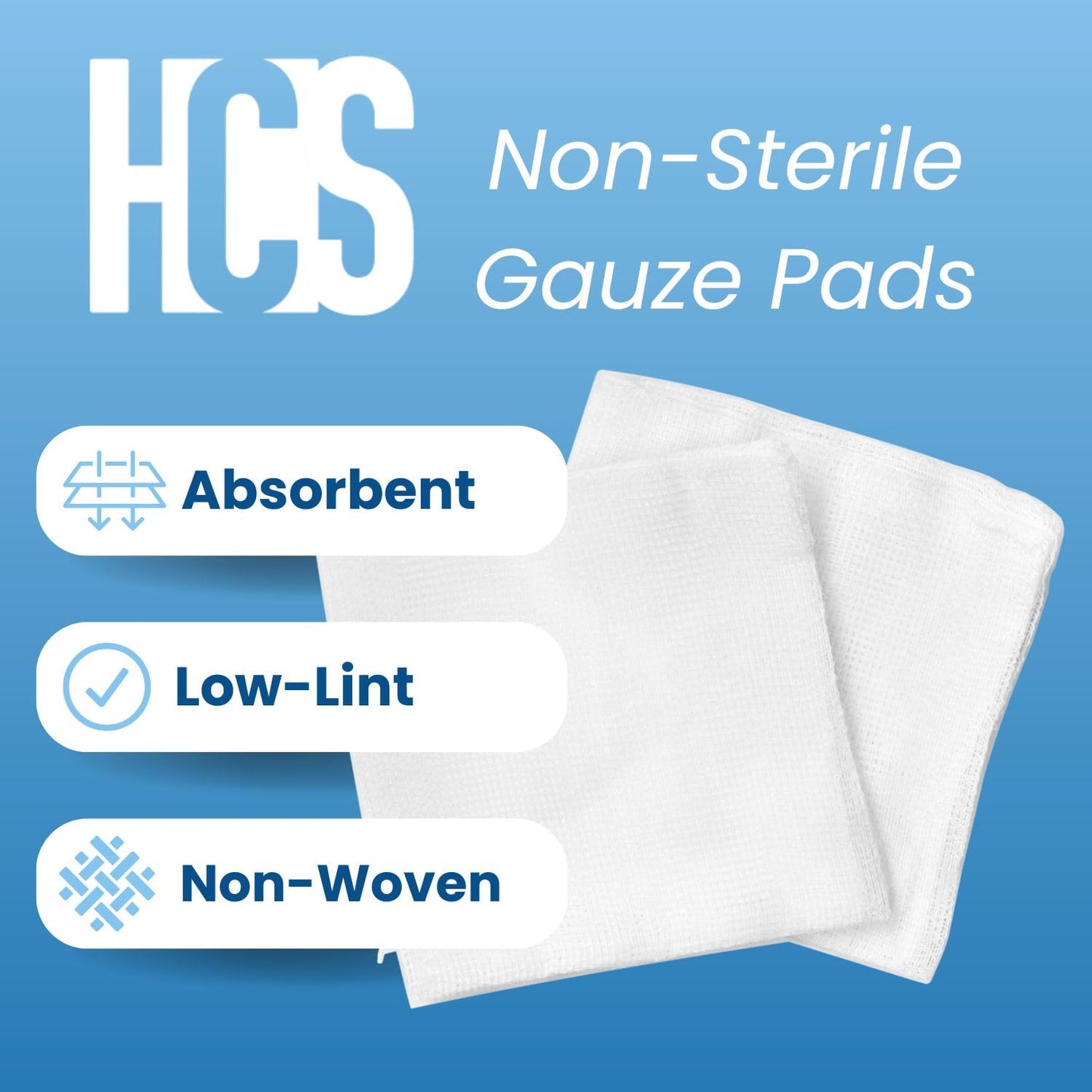 HCS 4x4 Gauze Pads, Large - 200ct, Non-Woven, Non-Sterile, 4-Ply - Highly Absorbent, Low-Linting Squares - Soft Gauze Sponges 4x4 - Medical Supplies, Wound Care, First Aid, Surgical, Dental, Beauty