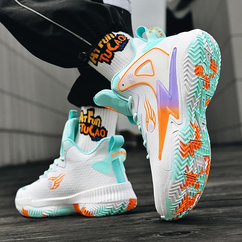 KIUSMETY Breathable High Top Basketball and Volleyball Shoes for Women and Men, Green, Size 8.5 Women / 7.5 Men
