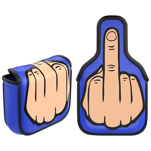 Middle Finger Golf Putter Head Covers - Premium Club Protector with Magnetic Closure | Funny Men's Golf Accessories (Blue)
