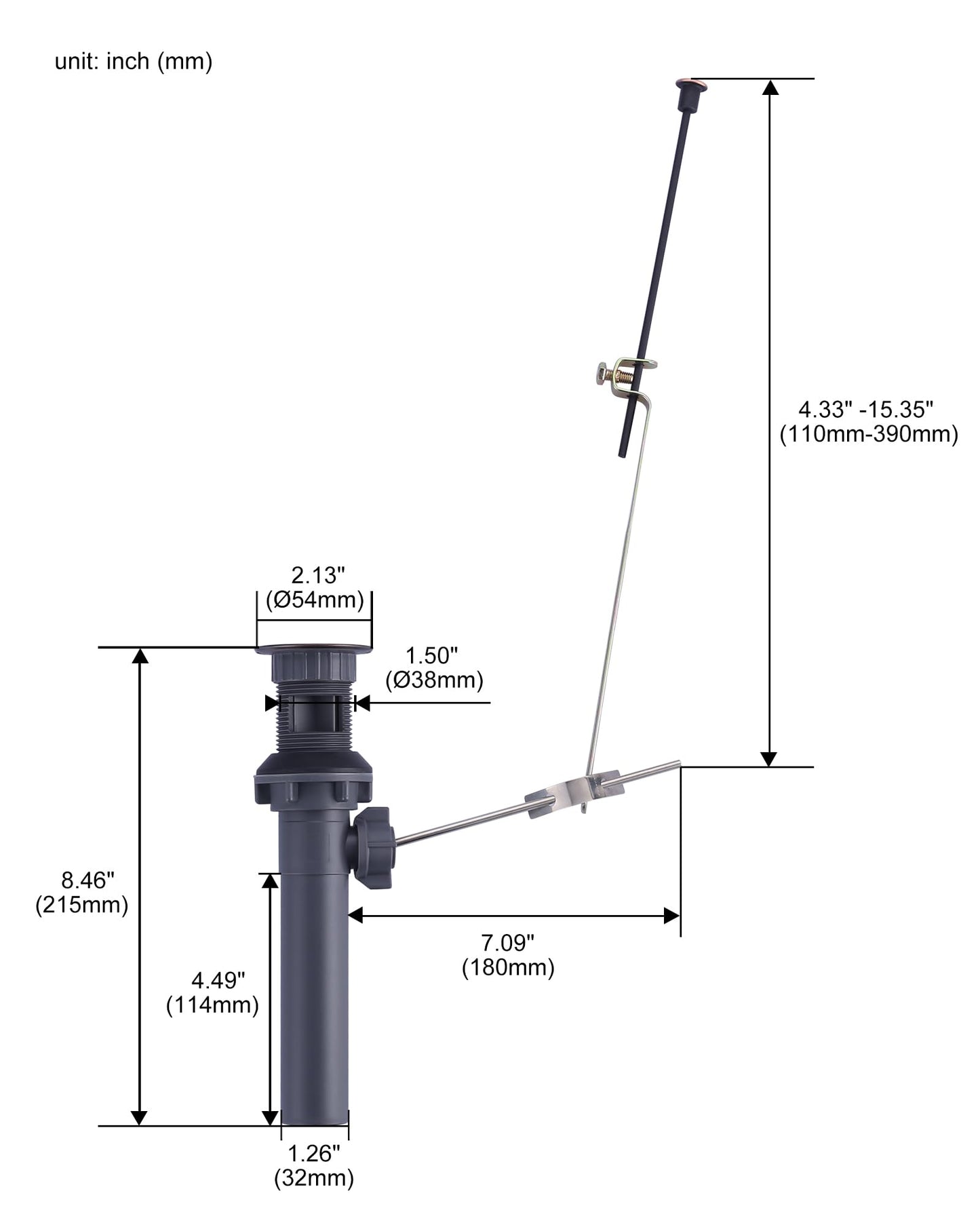 WOWOW Bathroom Drain Assembly Stopper with Lift Rod for Bathroom Faucet Vanity Sink Pop-Up Drain Stopper Assembly with Lift Rod and Overflow，Oil Rubbed Bronze