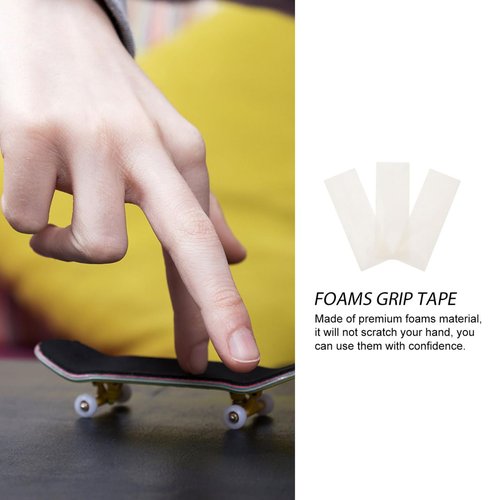 balacoo 3 Sheets Self Adhesive Grip Tape for Fingerboards Transparent Skid Pads with Strong Adhesive Backing Flexible and Elastic Replacement Stickers for Mini Skateboard Decks