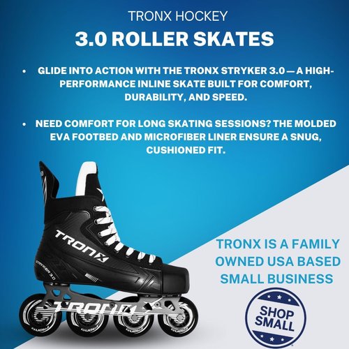 TronX Stryker 3.0 Senior Adult Junior Kids Inline Roller Hockey Skates, New for 2023 (Skate Size 4 (Shoe Size 5-5.5))