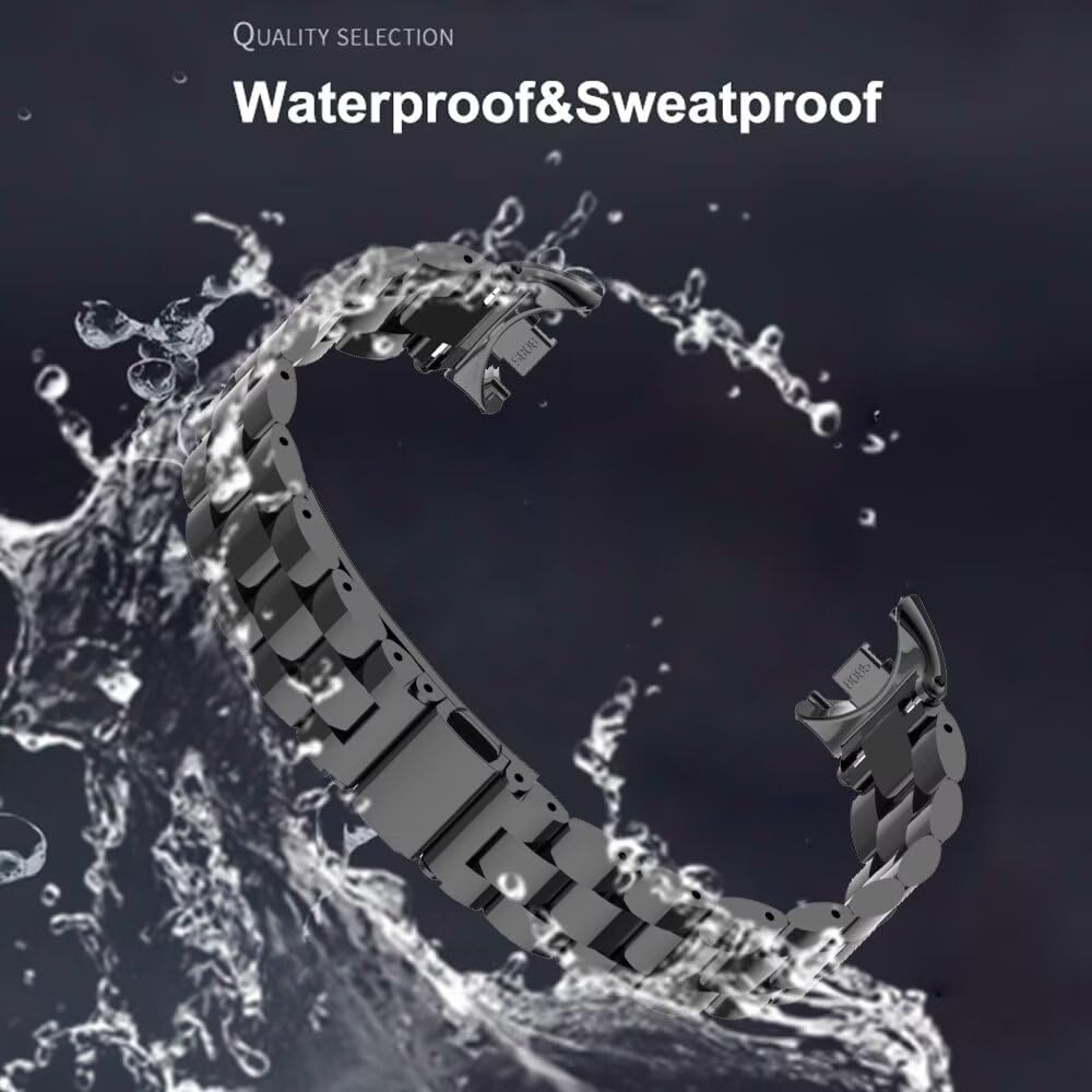 T-BLUER Compatible for Xiaomi Mi Band 8/9 Band, Mi Band 8 Stainless Steel Metal Replacement Strap Bracelet Wristband Accessories for Xiaomi Mi Band 9 Black