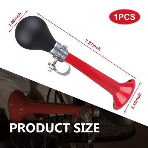 Dogary Air Horn for Bicycles, High Volume Warning Horn, Loud Squeeze Sound Bicycle Bell, Universal Biking Accessory for Adults & Kids, Fits Mountain Bikes, Beach Bikes & Most Bicycles (Red)