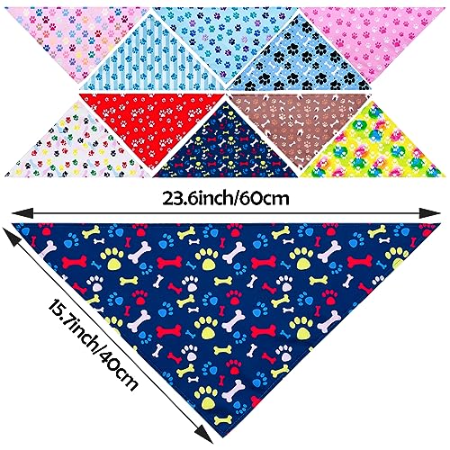 PET SHOW Medium Paw Print Dog Bandanas 50 Pack - Adjustable, Breathable Polyester, Perfect for Small & Medium Dogs & Cats - Paw Pattern Accessories