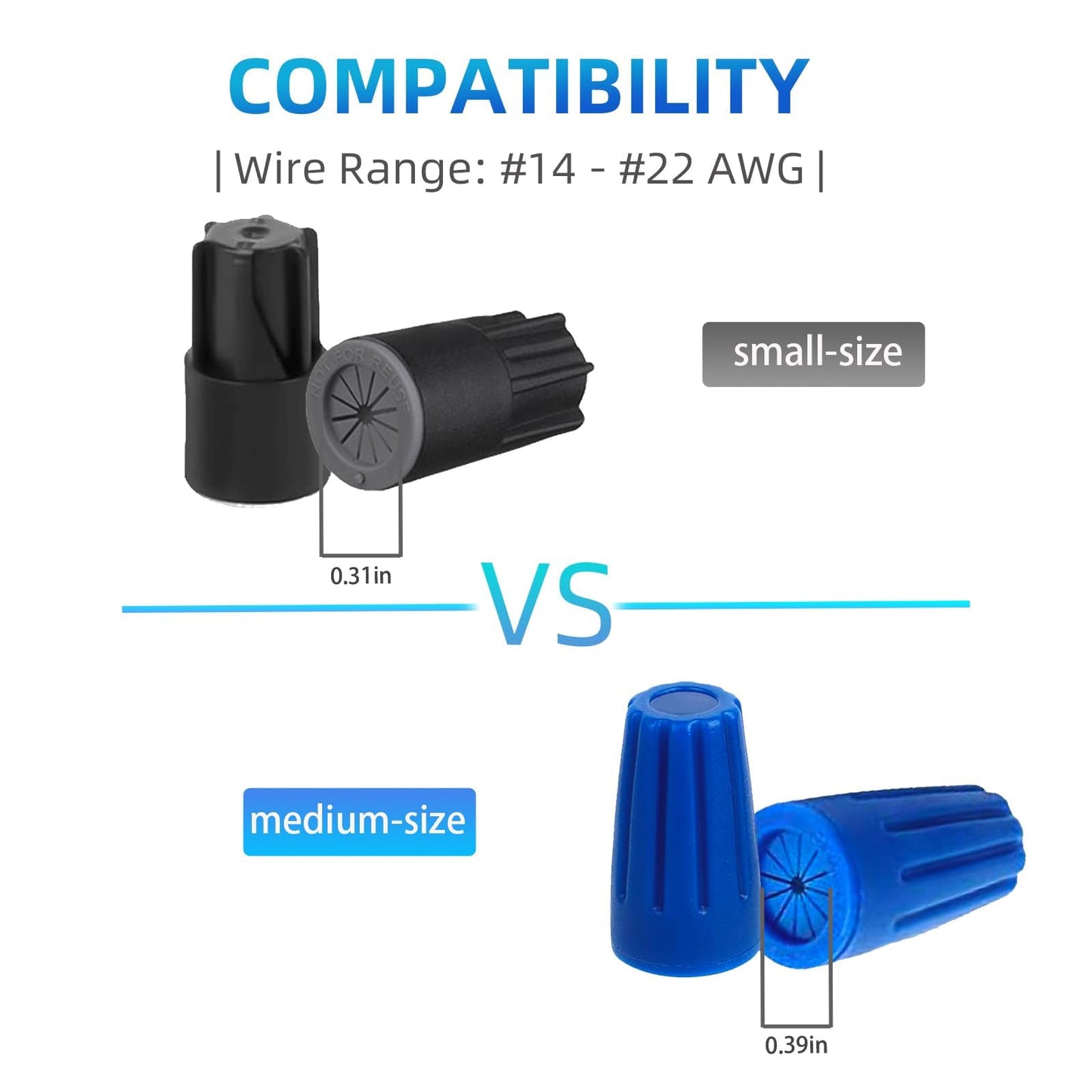 120PCS Waterproof Outdoor Wire Electrical Connectors,Sealant Twist Nuts Caps Cable Terminal Connector Gel for Landscape Light, Building Application, Wet Location Installation, 22AWG-14AWG, Small Size