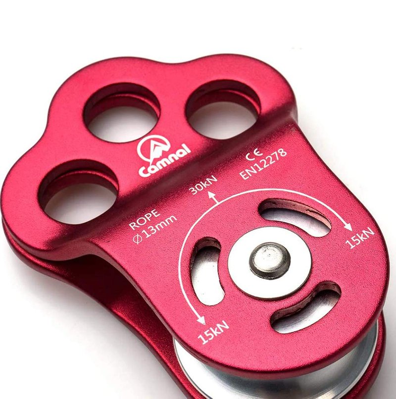 AXUYU Climbing Pulley 30KN Three Holes Ball Bearing Single Pulley Rock Climbing Pulley for 13mm Rope Hauling, Rock Climbing, Rescue Applications, Zipline Sports Etc
