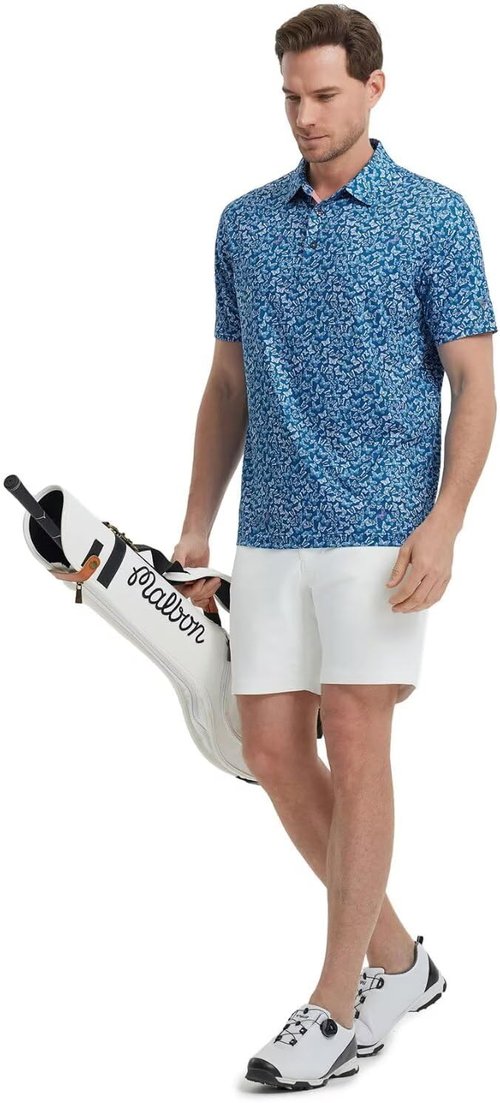 M MAELREG Men's Golf Shirt - Short Sleeve Moisture-Wicking Performance Polo | Stylish Print Design