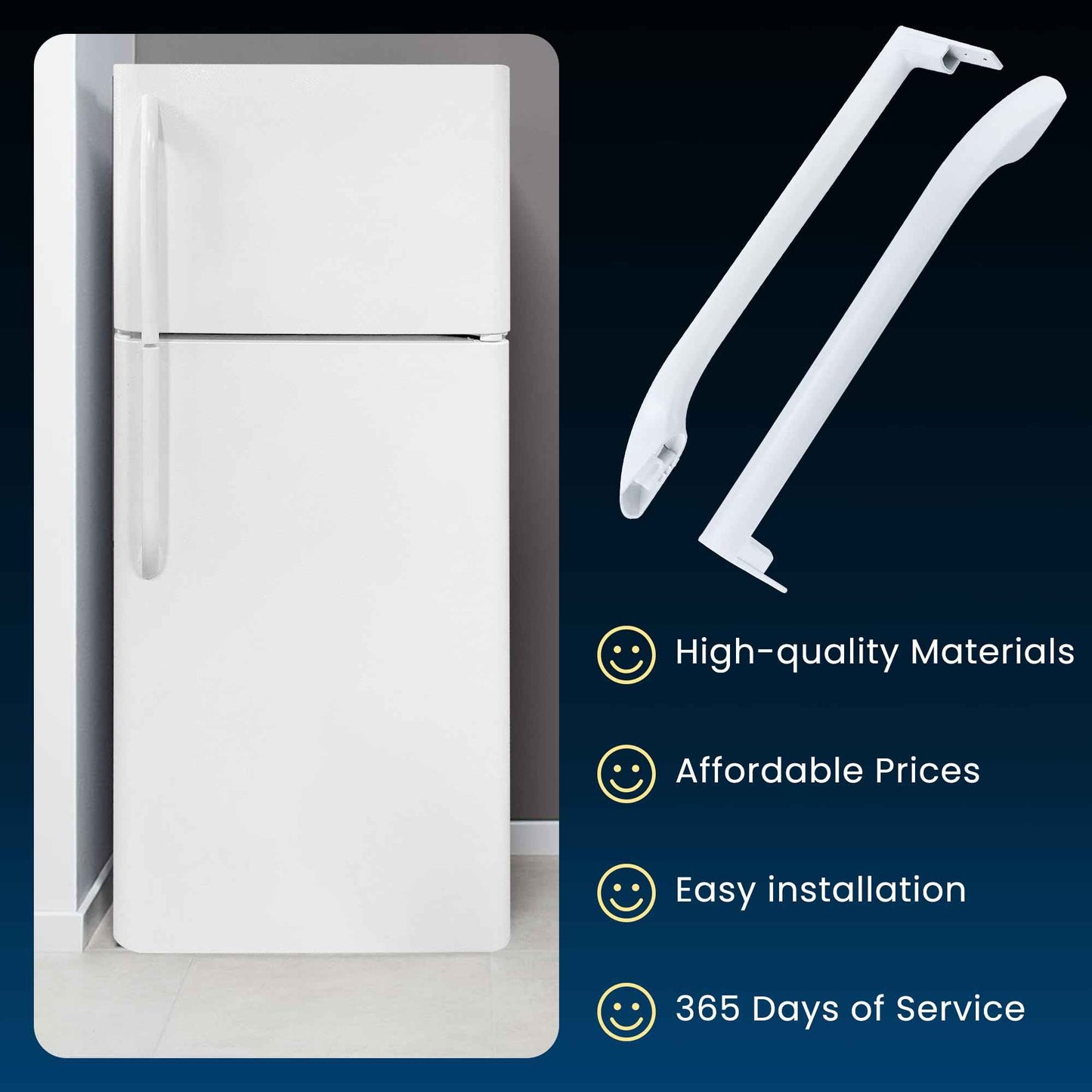 Fetechmate 5304486359 5304506469 Refrigerator Door Handle Set Compatible with Frig-idaire Refrigerators Replaces 5304504507 242059501 242059504 FFTR1814QW4A 2 Pack