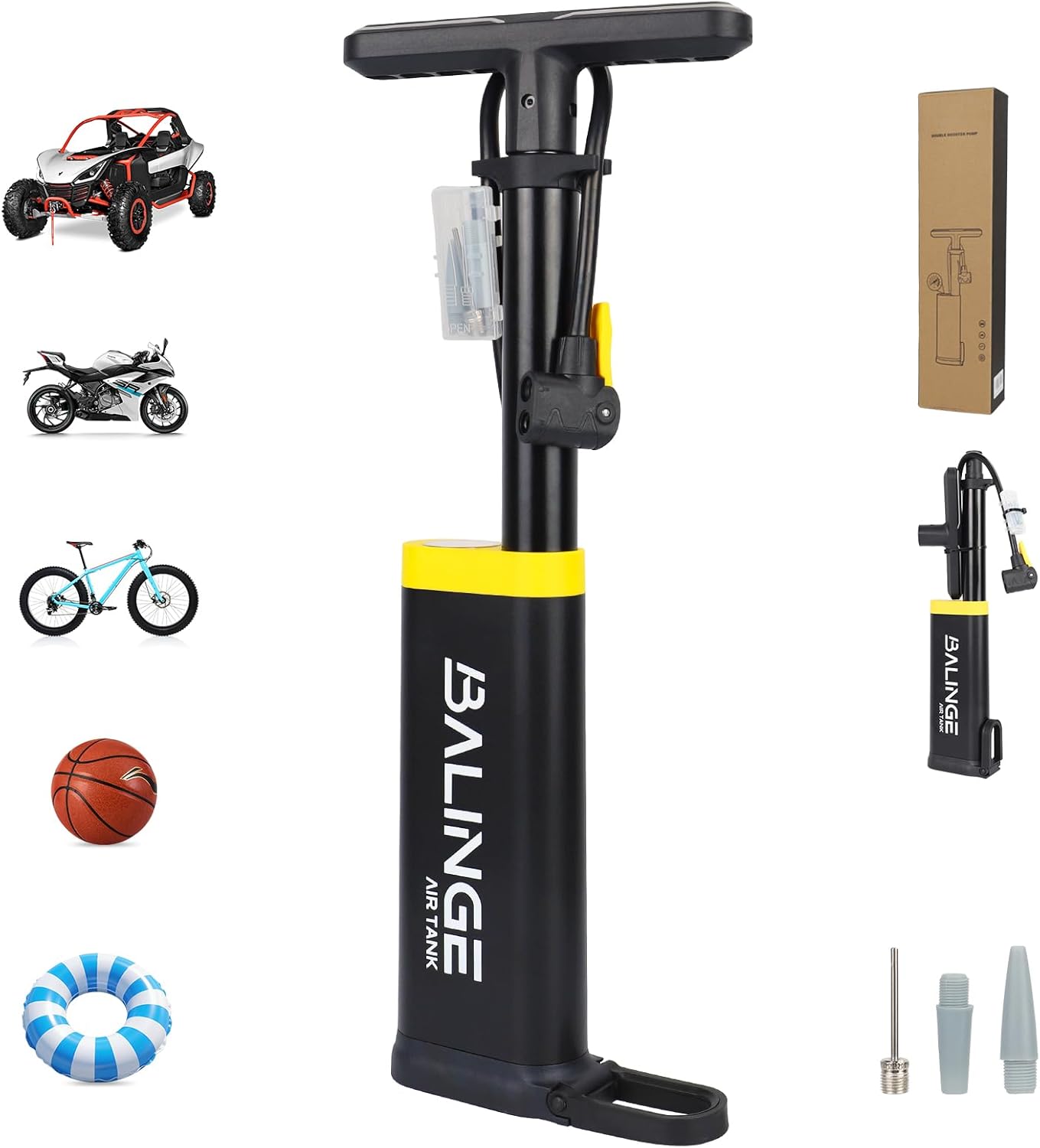 Skiennix High-Pressure Portable Floor Tire Pump - 120 PSI, Ergonomic Handle, Fits Presta & Schrader Valves