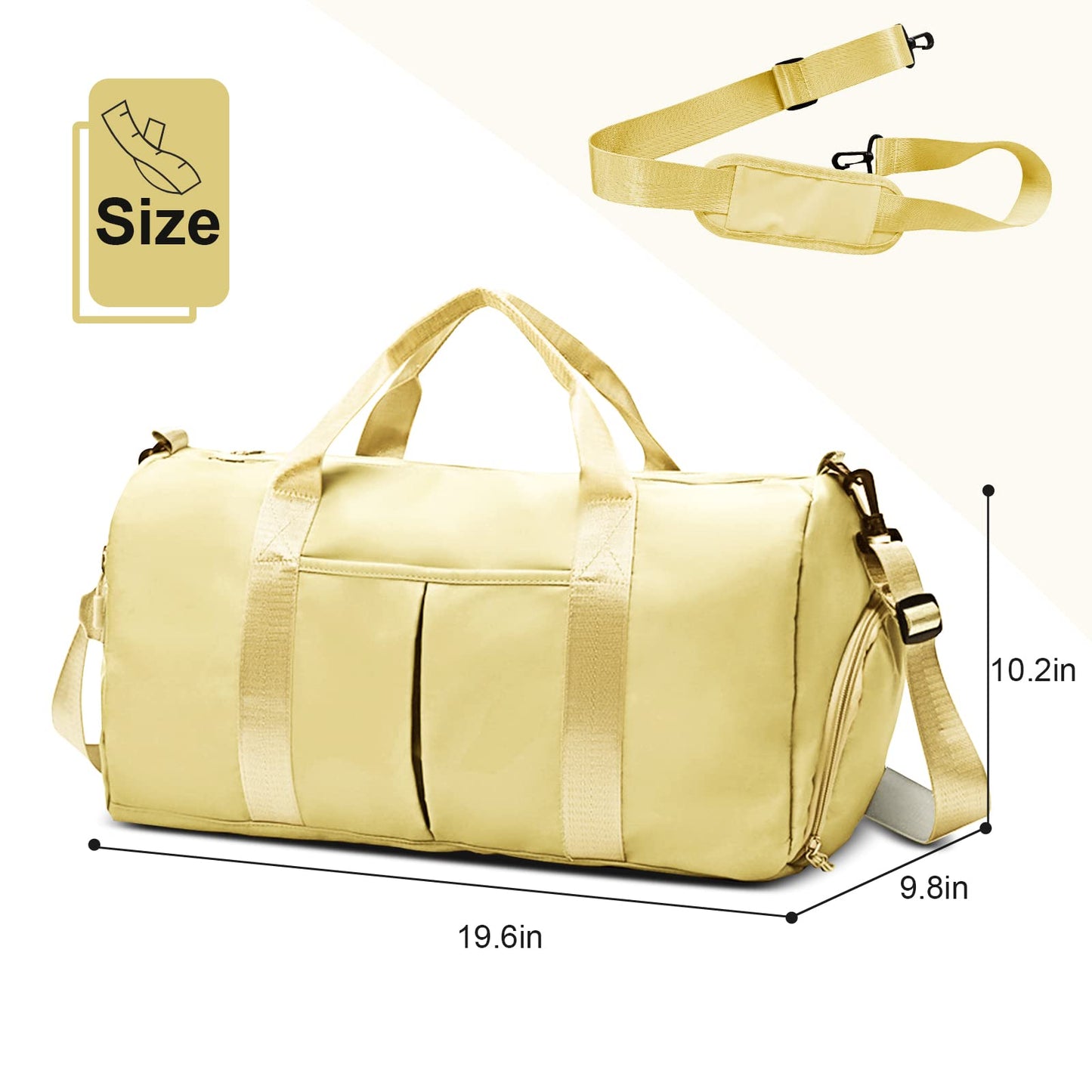 ZGWJ Sports Gym Bag with Wet Pocket & Shoes Compartment, Waterproof Shoulder Weekender Bag for Women and Men Swim Sports Travel Gym Bag Lightweight and easy Carry on Grey