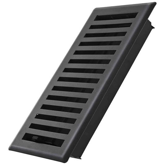 Flowild Floor Register 4X10 Inches, Heavy Duty Walkable Floor Vent Covers, Easy Adjust Air Supply Lever Decorative Floor Vents - Vent Covers for Home Floor - Matte Black