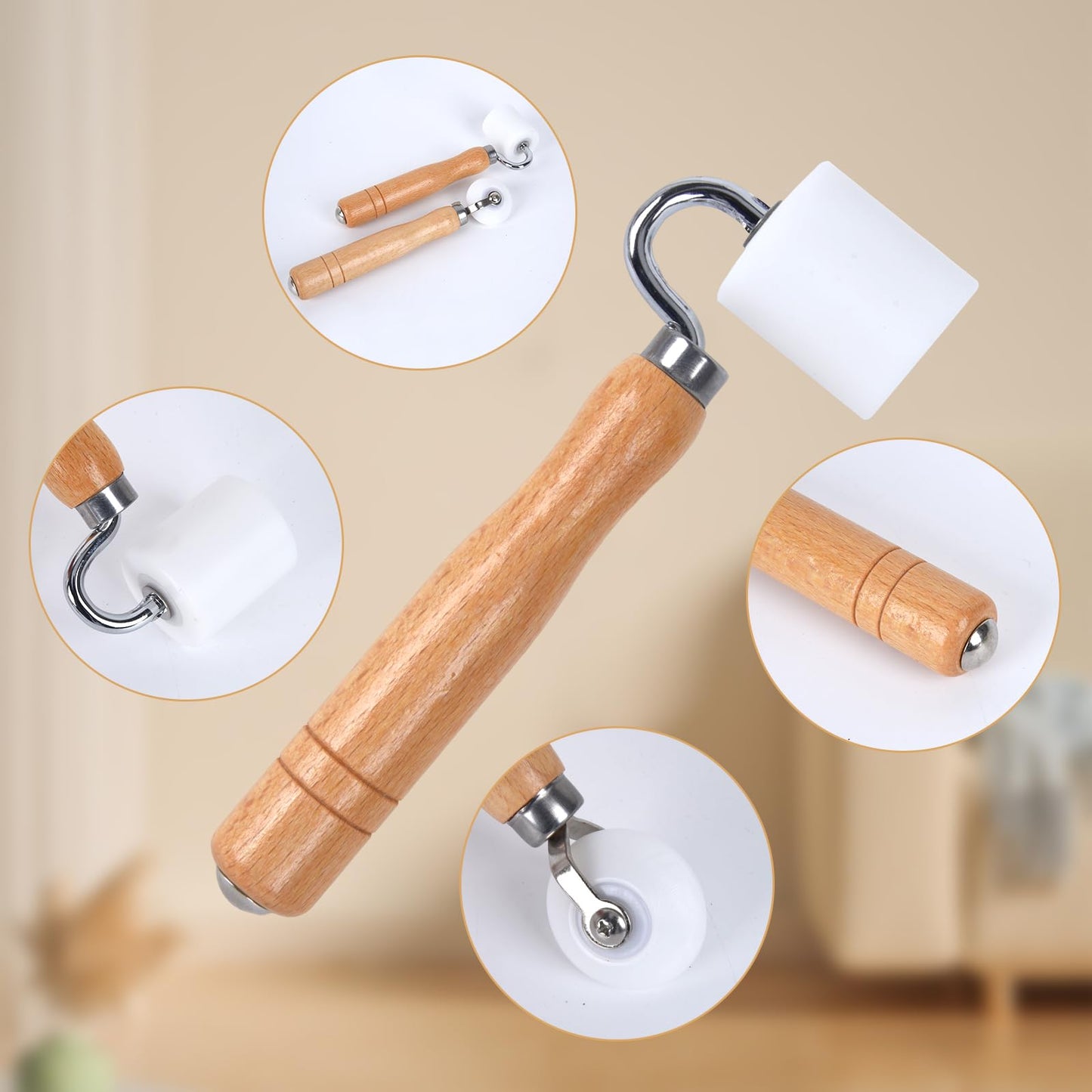 FCHO Wallpaper Smoothing Roller, Rubber seam roller, wheel roller Corner Seam Roller for wallpaper, wood hand wallpaper roller pack of 2