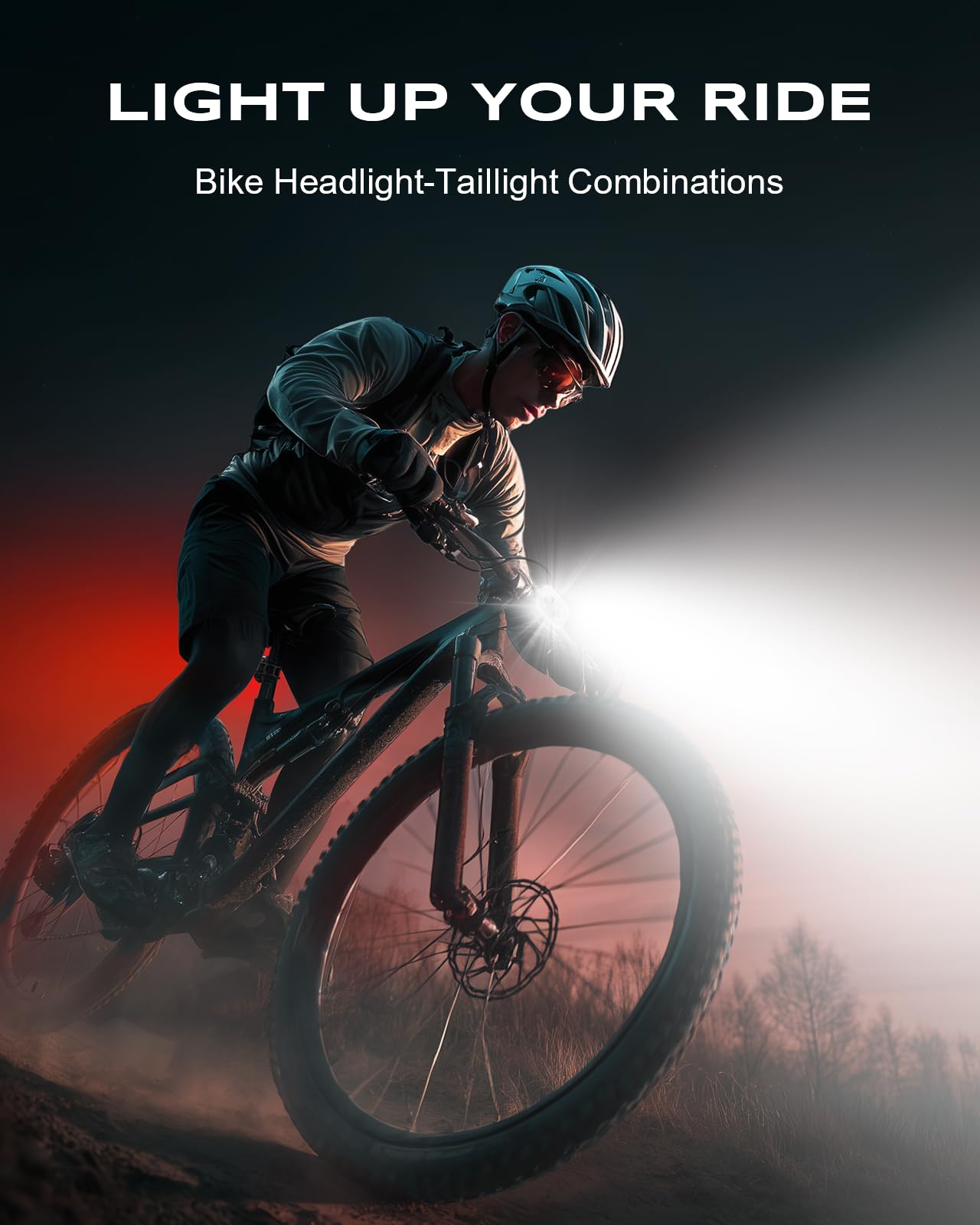 WOCBUY Bike Lights, Ultra-Slim & Lightweight Rechargeable Bicycle Lights Set, [5+6 Modes] Dual USB-C Bike Lights Front and Back, IP65 Waterproof Bicycle Lights for Night Riding Road Cycling (1 Set)
