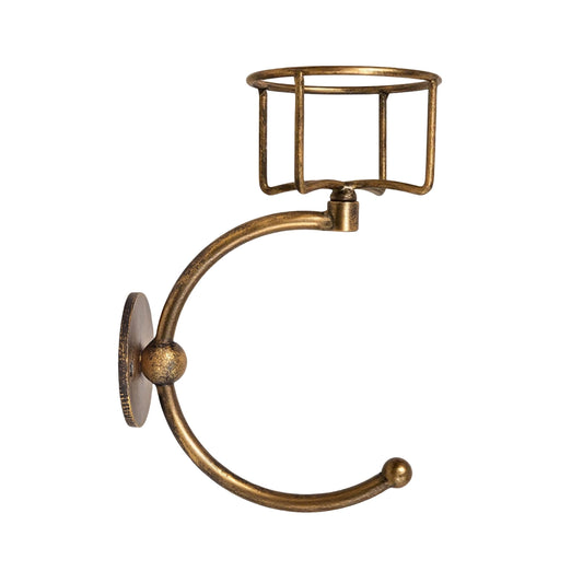 Remenna C-Shaped Towel Ring with Top Storage Basket – Unique Space-Saving Wall Mount Holder for Towels, Candles, Plants & Toiletries, Decorative Metal Accent for Bathroom or Kitchen
