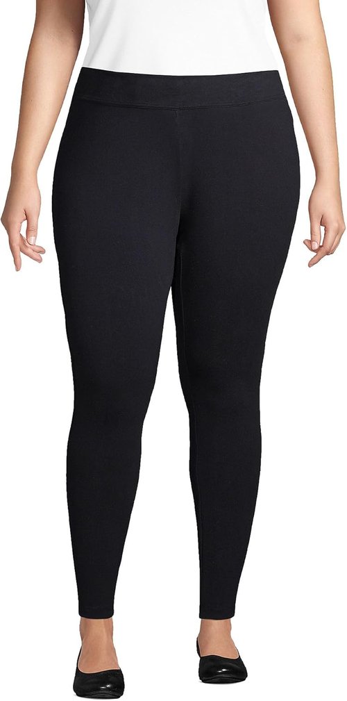 Lands' End Women's Knit Leggings - Comfortable Mid Rise Design | Versatile Starfish Style